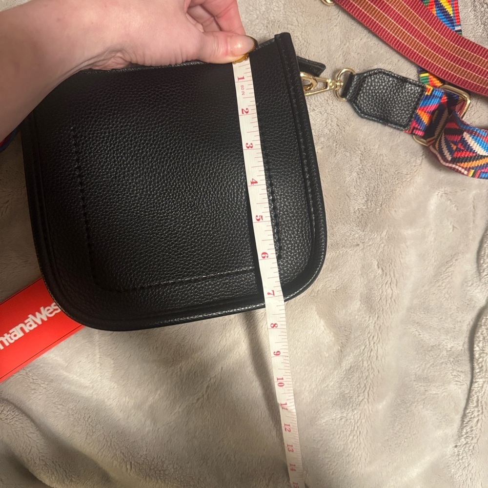 Montana West || NWT Black Crossbody Bag with Multicolor Strap - Picture 7 of 9